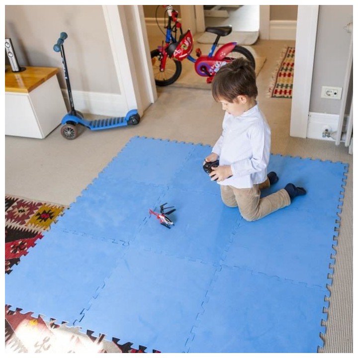 GRE - Lot de 9 Dalles de protection de sol en mousse bleu 50 x 50 cm