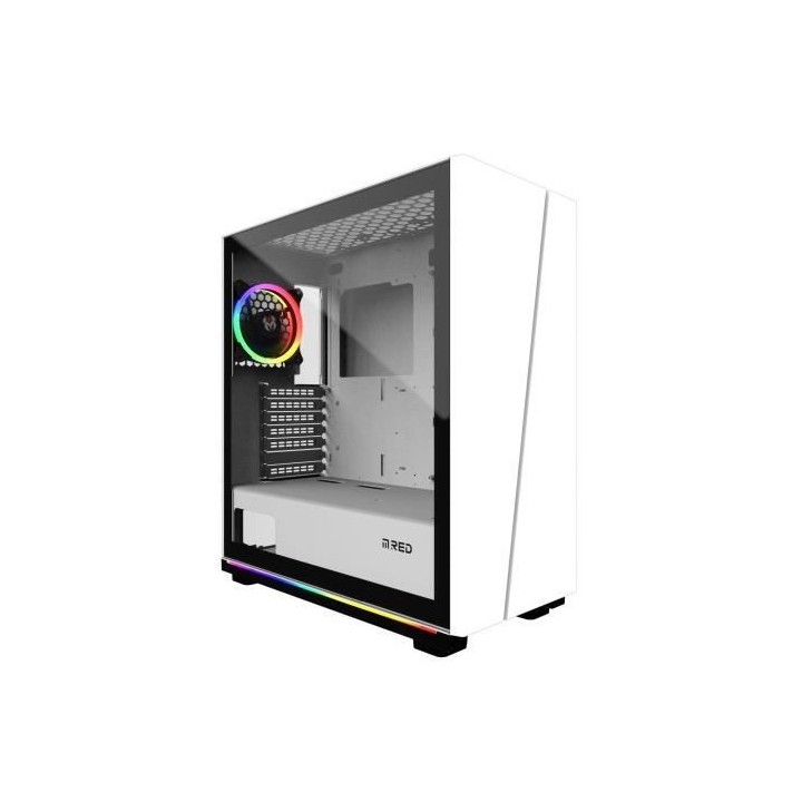 MRED - Boîtier PC Gamer ATX - Blanc RGB White Destroyer Strip-G