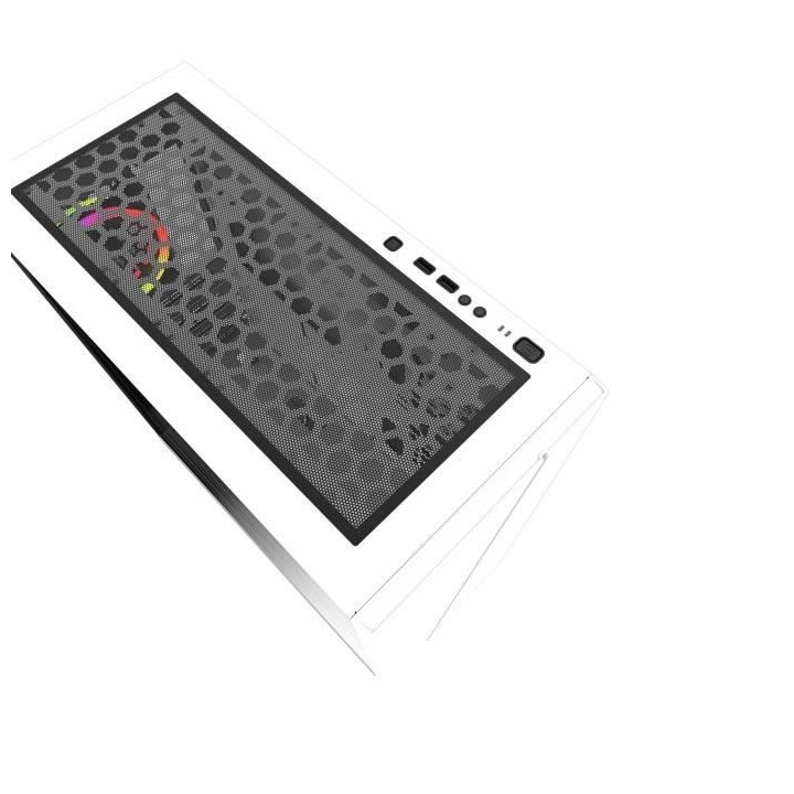 MRED - Boîtier PC Gamer ATX - Blanc RGB White Destroyer Strip-G