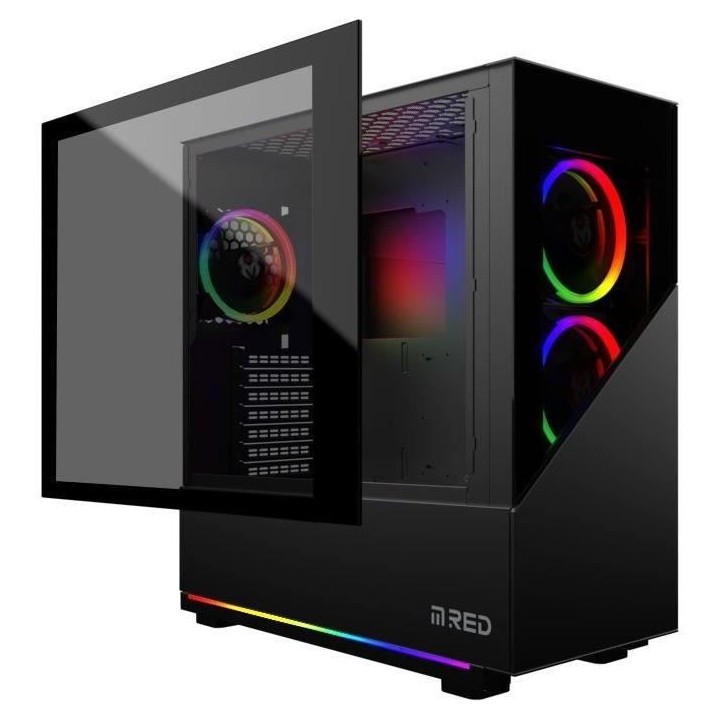 MRED - Boîtier PC Gamer ATX - Noir RGB Elite