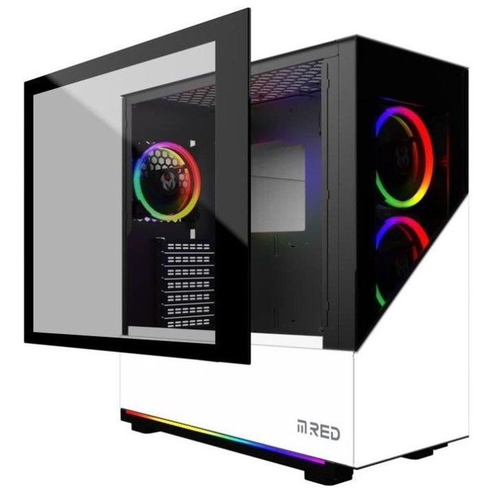 MRED - Boîtier PC Gamer ATX - Blanc RGB Elite
