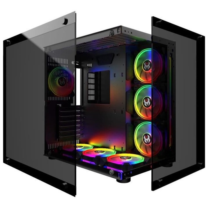 MRED - Boîtier PC Gamer ATX - Noir RGB Crystal Sea
