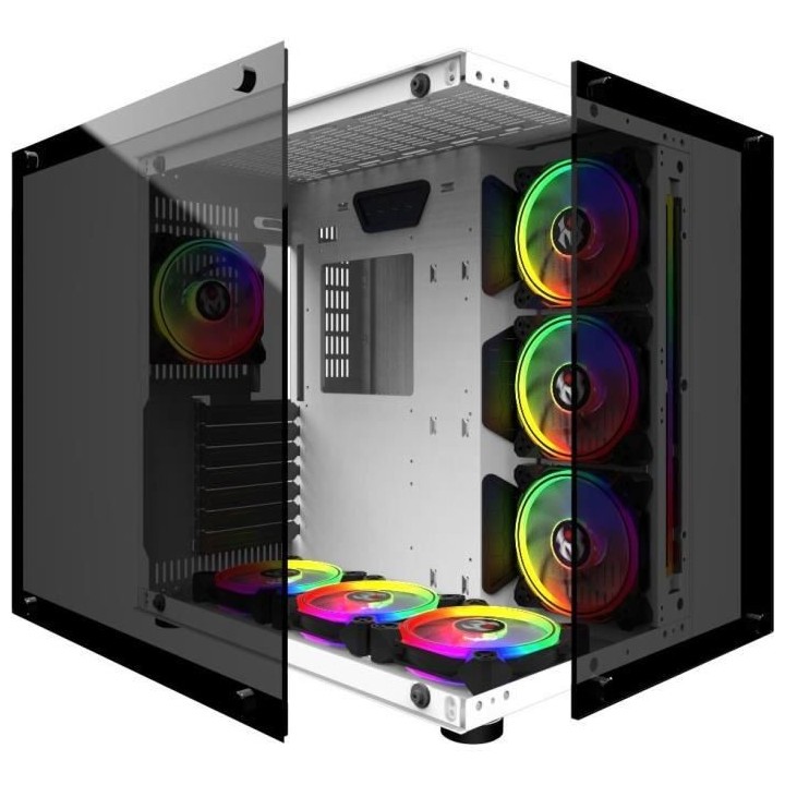 MRED - Boîtier PC Gamer ATX - Blanc RGB Crystal Sea