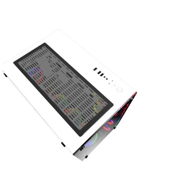 MRED - Boîtier PC Gamer ATX - Blanc RGB Crystal Sea