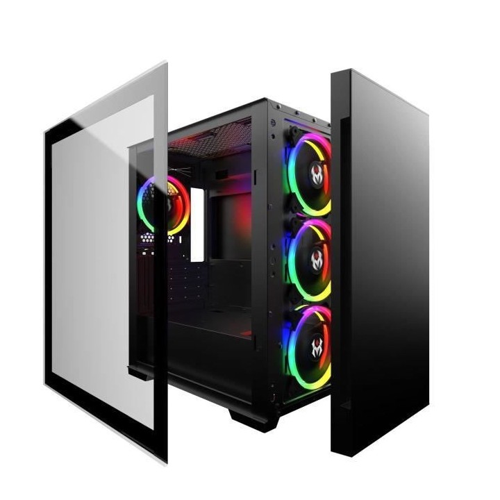 MRED - Boîtier PC Gamer M-ATX - Noir RGB Mercury