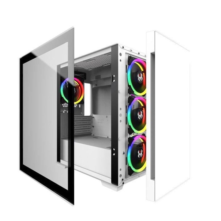 MRED - Boîtier PC Gamer M-ATX - Blanc RGB Mercury