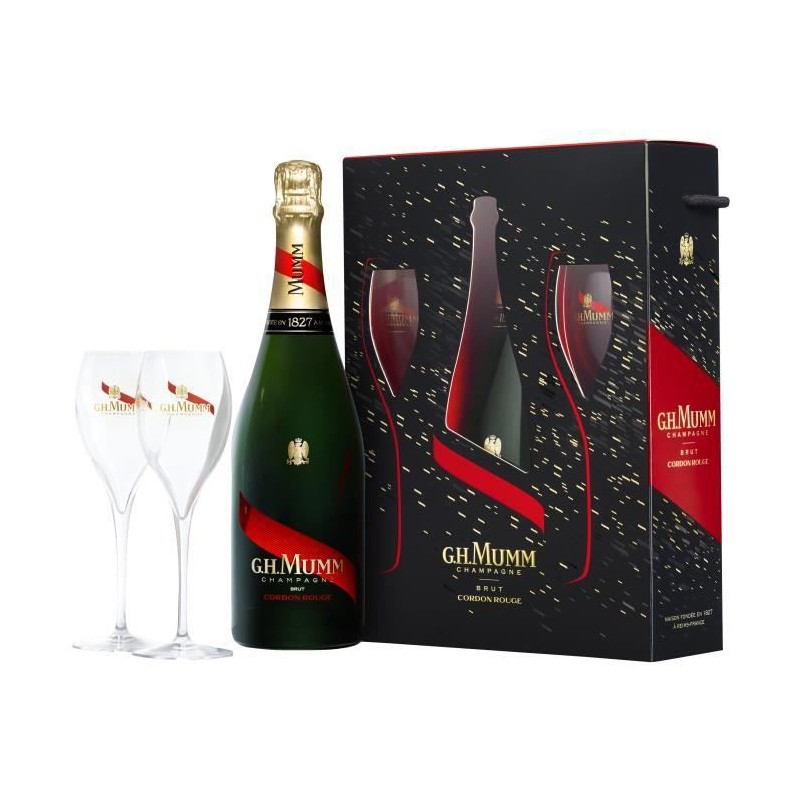 Coffret Champagne Mumm Cordon Rouge + 2 flûtes