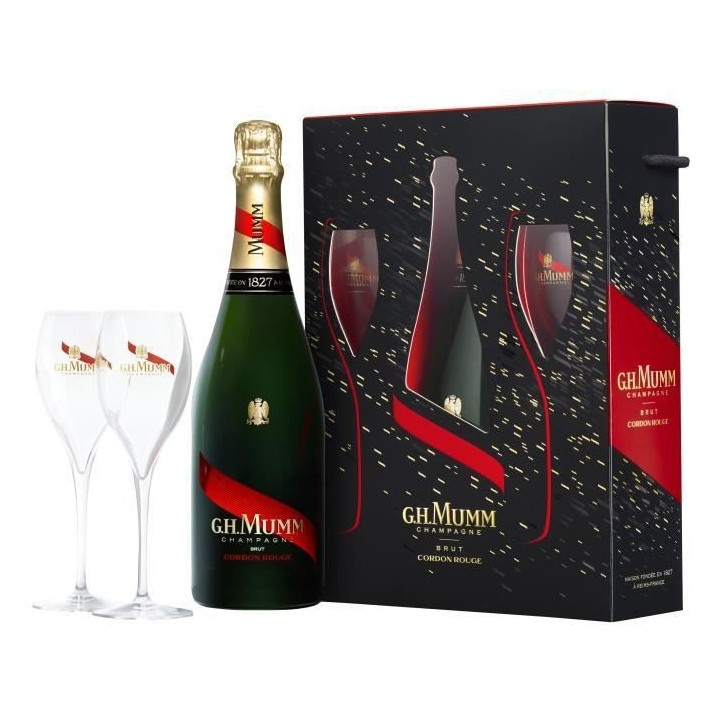 Coffret Champagne Mumm Cordon Rouge + 2 flûtes