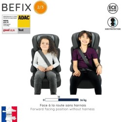 Rehausseur NANIA BEFIX - Groupe 2/3 (15-36 Kg) - Tetiere réglable en hauteur - 4 étoiles ADAC - Flamingo - Fabriqué en France