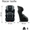 Siege auto NANIA RACER - Isofix - Groupe 1/2/3 (9-36Kg) - Tetiere réglable en hauteur - Flamingo - Fabriqué en France