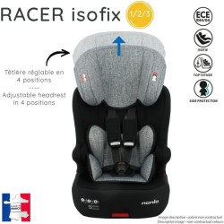 Siege auto NANIA RACER - Isofix - Groupe 1/2/3 (9-36Kg) - Tetiere réglable en hauteur - Flamingo - Fabriqué en France