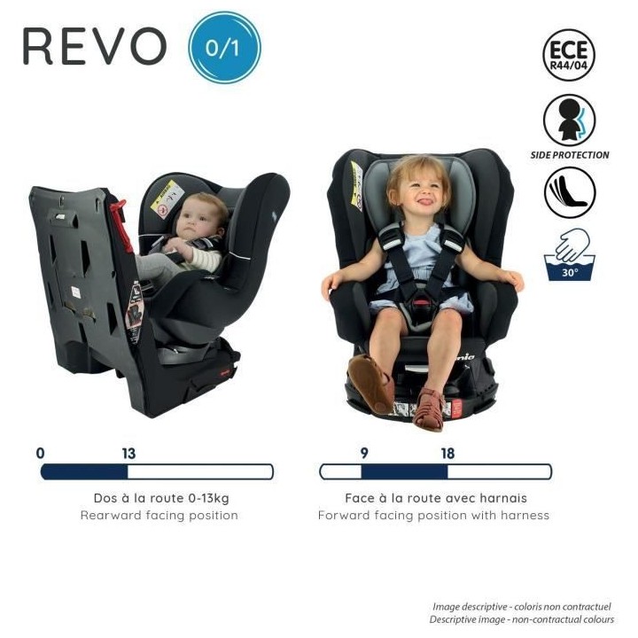 Siege auto NANIA REVO Groupe 0+/1 (0-18Kg) - Dos route de 0 a 13 Kg -