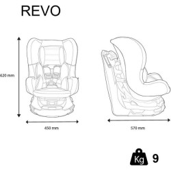 Siege auto NANIA REVO Groupe 0+/1 (0-18Kg) - Dos route de 0 a 13 Kg - Pivotant a 360° - Access gris - Fabriqué en France