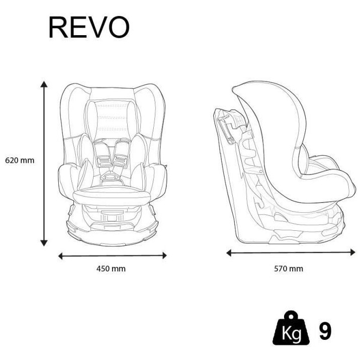 Siege auto NANIA REVO Groupe 0+/1 (0-18Kg) - Dos route de 0 a 13 Kg -