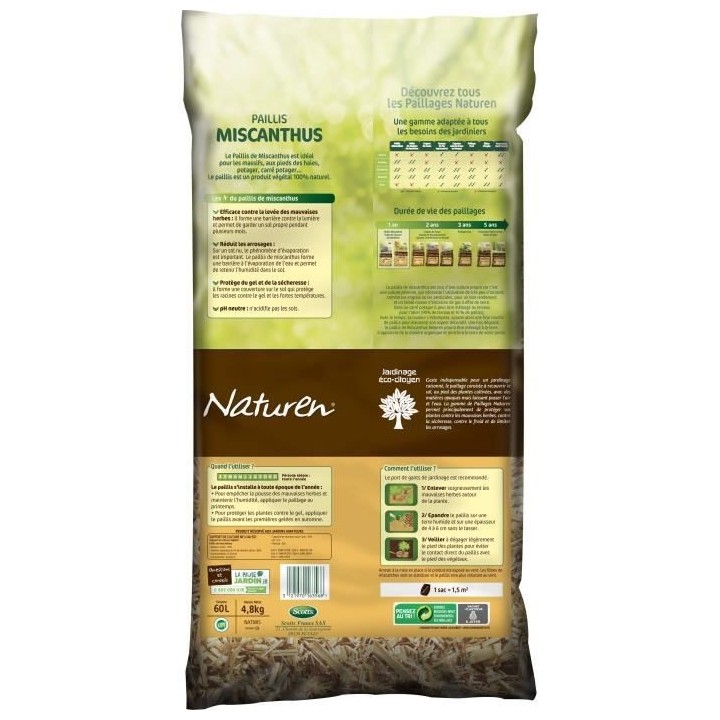 NATUREN Paillis de Miscanthus 60L