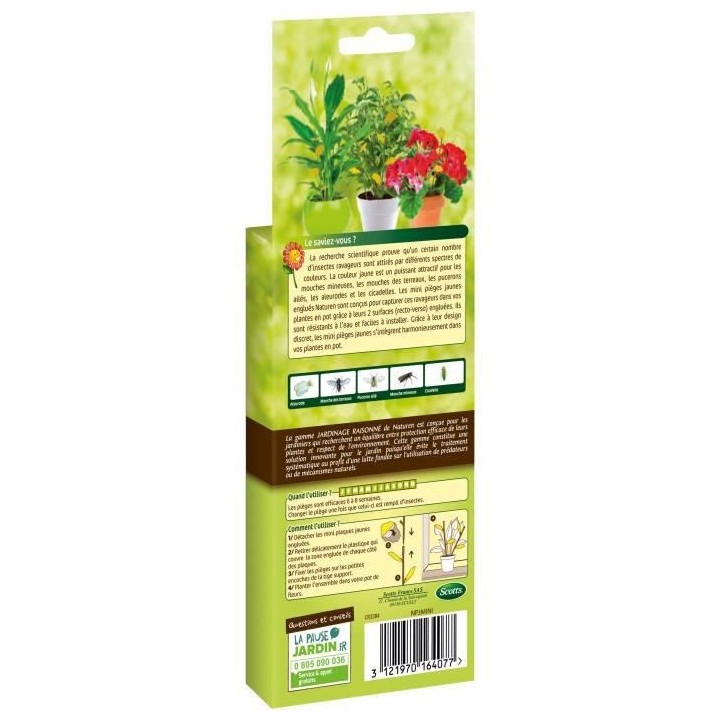 NATUREN - Mini pieges jaunes pour plantes de la maison et balconnieres