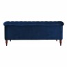 Canapé fixe 3 places Chesterfield - Velours bleu pétrole et pieds en bois - L 203,5 x P 80,5 x H 80 cm - LIAM