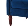 LIAM Fauteuil Chesterfield - Velours bleu pétrol et pieds en bois - L 93,5 x P 80,5 x H 80 cm