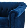 LIAM Fauteuil Chesterfield - Velours bleu pétrol et pieds en bois - L 93,5 x P 80,5 x H 80 cm