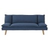 Banquette convertible clic-clac 3 places - Tissu bleu foncé et pieds en bois - L 181 x P 90 x H 74 cm - TINA