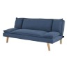 Banquette convertible clic-clac 3 places - Tissu bleu foncé et pieds en bois - L 181 x P 90 x H 74 cm - TINA