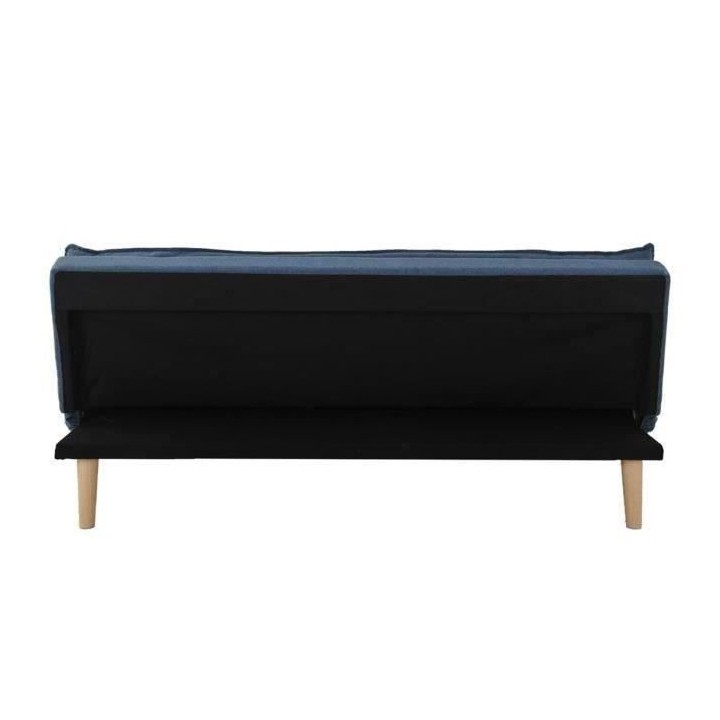 Banquette convertible clic-clac 3 places - Tissu bleu foncé et pieds