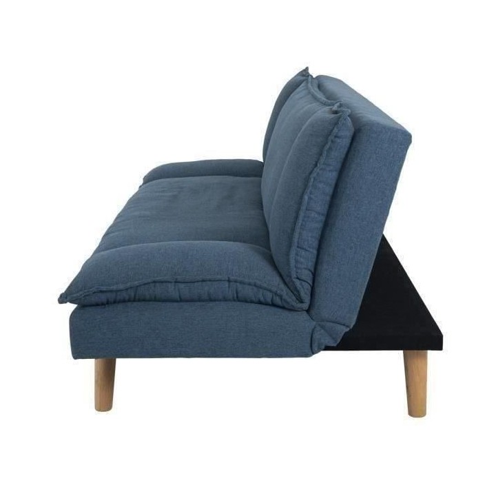 Banquette convertible clic-clac 3 places - Tissu bleu foncé et pieds