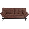 ZORA Banquette convertible clic-clac 3 places - Simili Marron et pieds en métal - L 188 x P 88 x H 88 cm