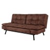 ZORA Banquette convertible clic-clac 3 places - Simili Marron et pieds en métal - L 188 x P 88 x H 88 cm