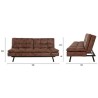 ZORA Banquette convertible clic-clac 3 places - Simili Marron et pieds en métal - L 188 x P 88 x H 88 cm