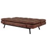 ZORA Banquette convertible clic-clac 3 places - Simili Marron et pieds en métal - L 188 x P 88 x H 88 cm