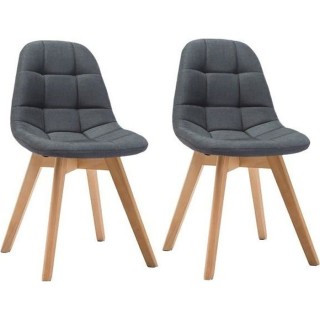 ANYA Lot de 2 chaises de salle a manger - Style scandinave - Tissu gri