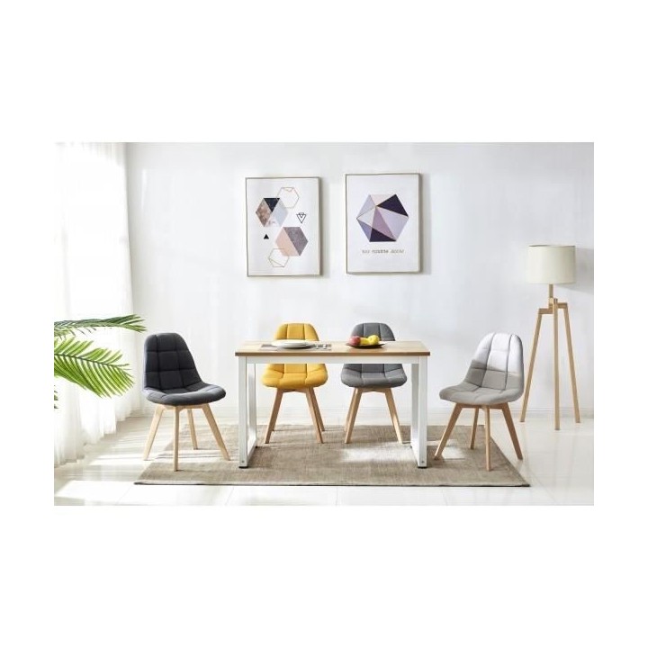 ANYA Lot de 2 chaises de salle a manger - Style scandinave - Tissu gri