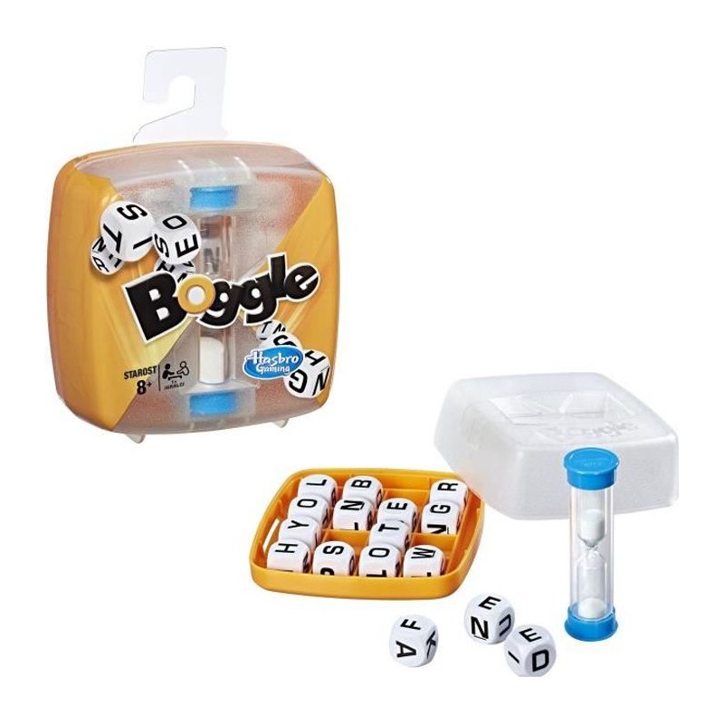 Boggle - Hasbro Gaming - Jeu de societe de voyage - Jeu de reflexion rapide