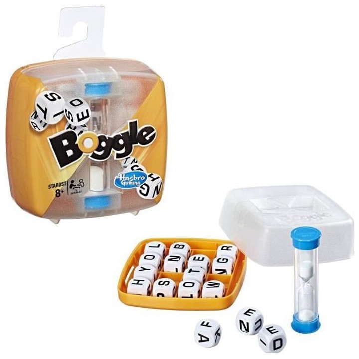 Boggle - Hasbro Gaming - Jeu de societe de voyage - Jeu de reflexion r