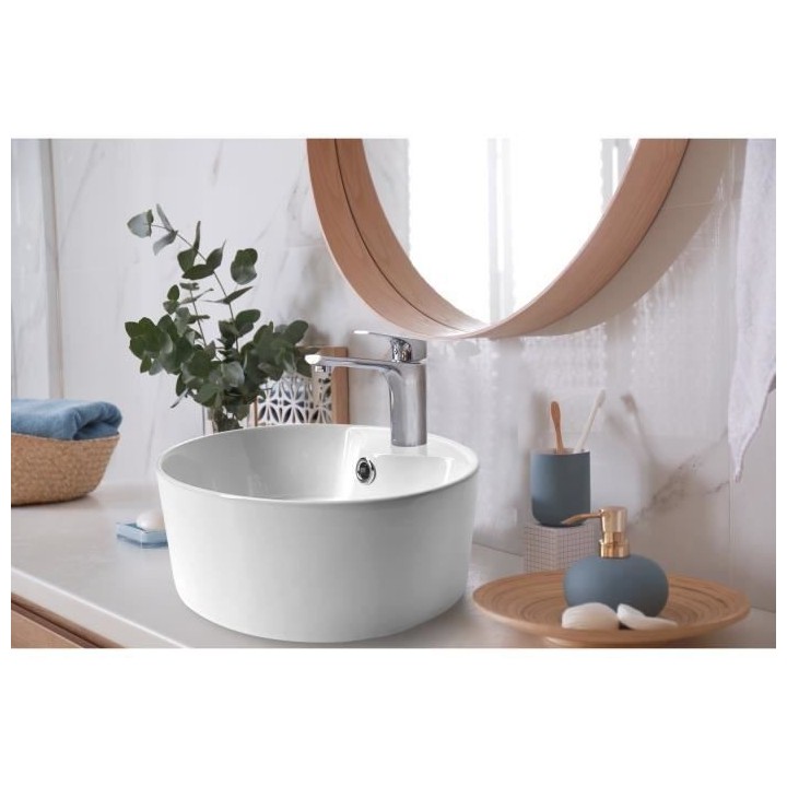 Vasque a poser en céramique forme ronde OCEANIC - 32x32x14 cm Segurã