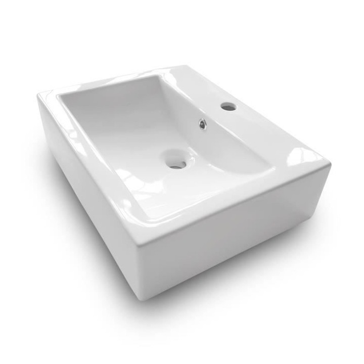 Vasque a poser en céramique forme rectangle OCEANIC - 52,5x41,5x16 cm