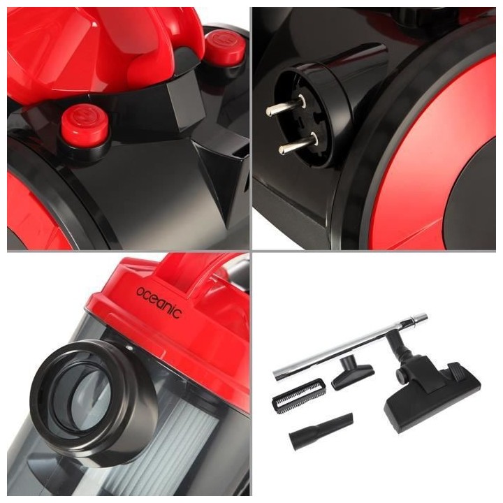 OCEANIC VC10RBAX2 Aspirateur traîneau sans sac - 700W - 80dB - A - Ro