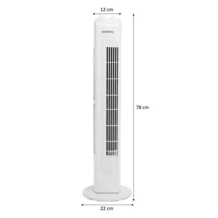 Ventilateur colonne OCEANIC - 45W - Hauteur 78 cm - 3 vitesses - Oscil