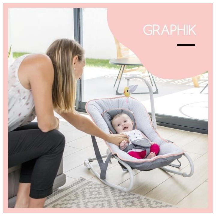 Babymoov Transat pour bébé Graphik Peche et gris