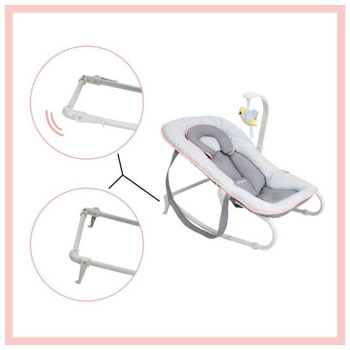 Babymoov Transat pour bébé Graphik Peche et gris