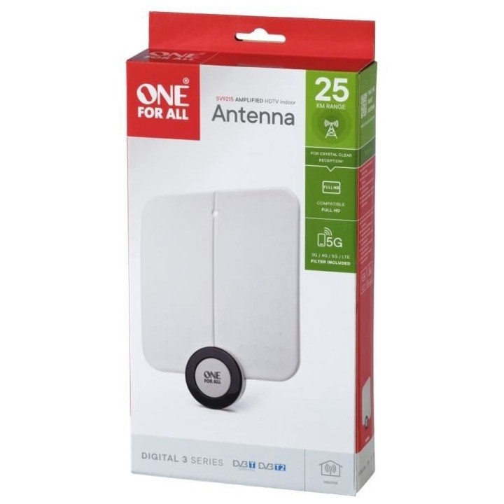 Antenne TV Intérieure ONE FOR ALL SV9215 Design Line amplifiée, ultr