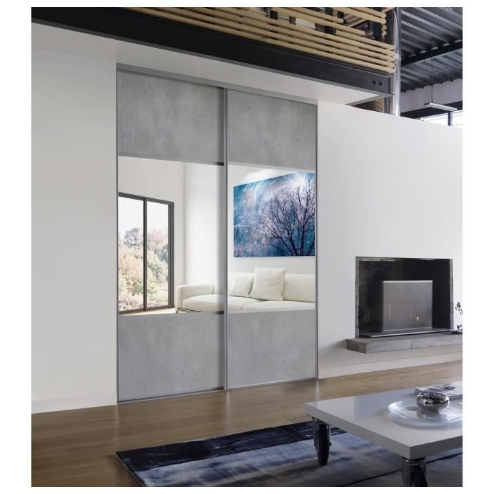 OPTIMUM Kit Portes de placard coulissantes - L180 cm x H250 cm - Déco