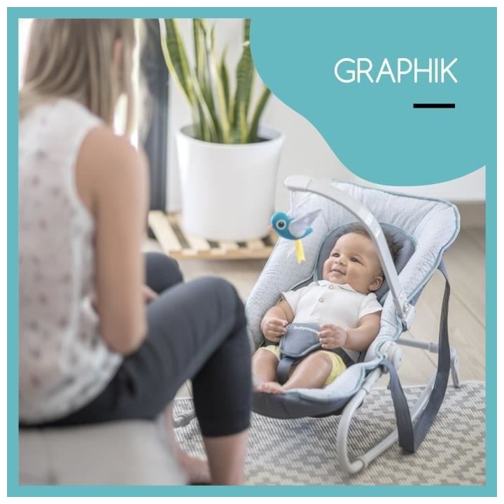 Babymoov Transat pour bébé Graphik Bleu et gris