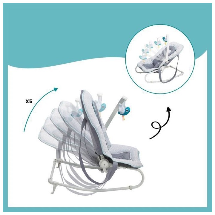 Babymoov Transat pour bébé Graphik Bleu et gris