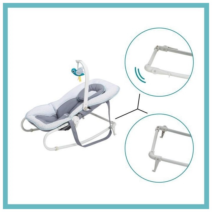 Babymoov Transat pour bébé Graphik Bleu et gris