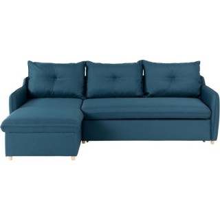 Canapé d'angle convertible et réversible - 4 places - Tissu bleu pé