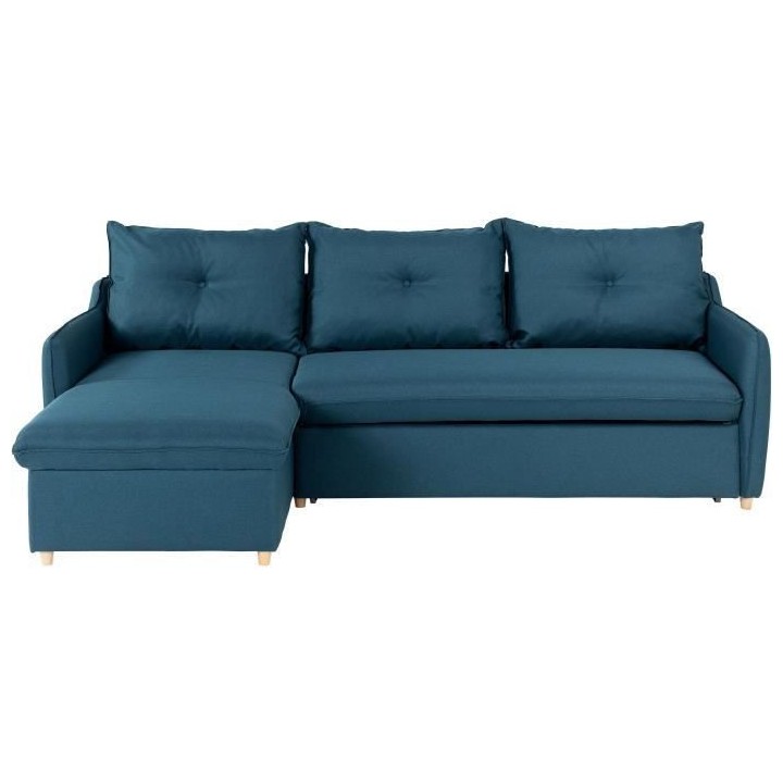 Canapé d'angle convertible et réversible - 4 places - Tissu bleu pé