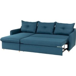 Canapé d'angle convertible et réversible - 4 places - Tissu bleu pétrole - L 238 x P 160 x H 89 cm - OSTEN - Fabriqué en Ukr