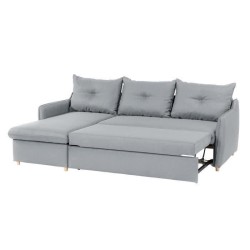 Canapé d'angle convertible et réversible 4 places - Tissu gris clair - L 238 x P 160 x H 89 cm - OSTEN - Fabriqué en Ukraine